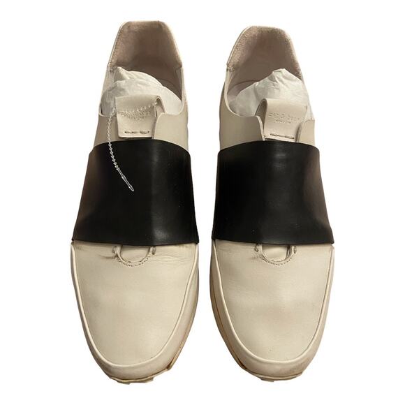 Rag & Bone Dylan Elastic Runner Sneaker Shoes Slip On Leather White Black Sz 9.5 - Picture 4 of 12